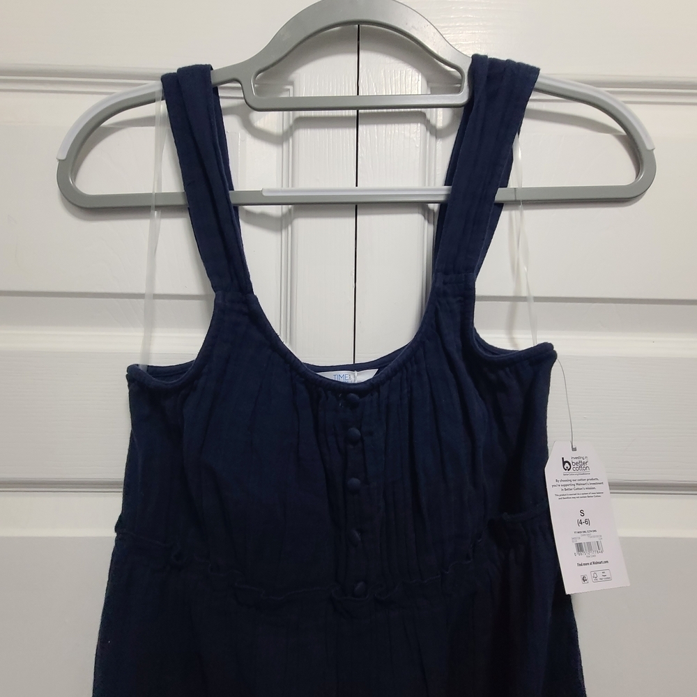 Time and Tru Deep Blue Cotton‎ Midi Tiered Dress NWT - Picture 9 of 16